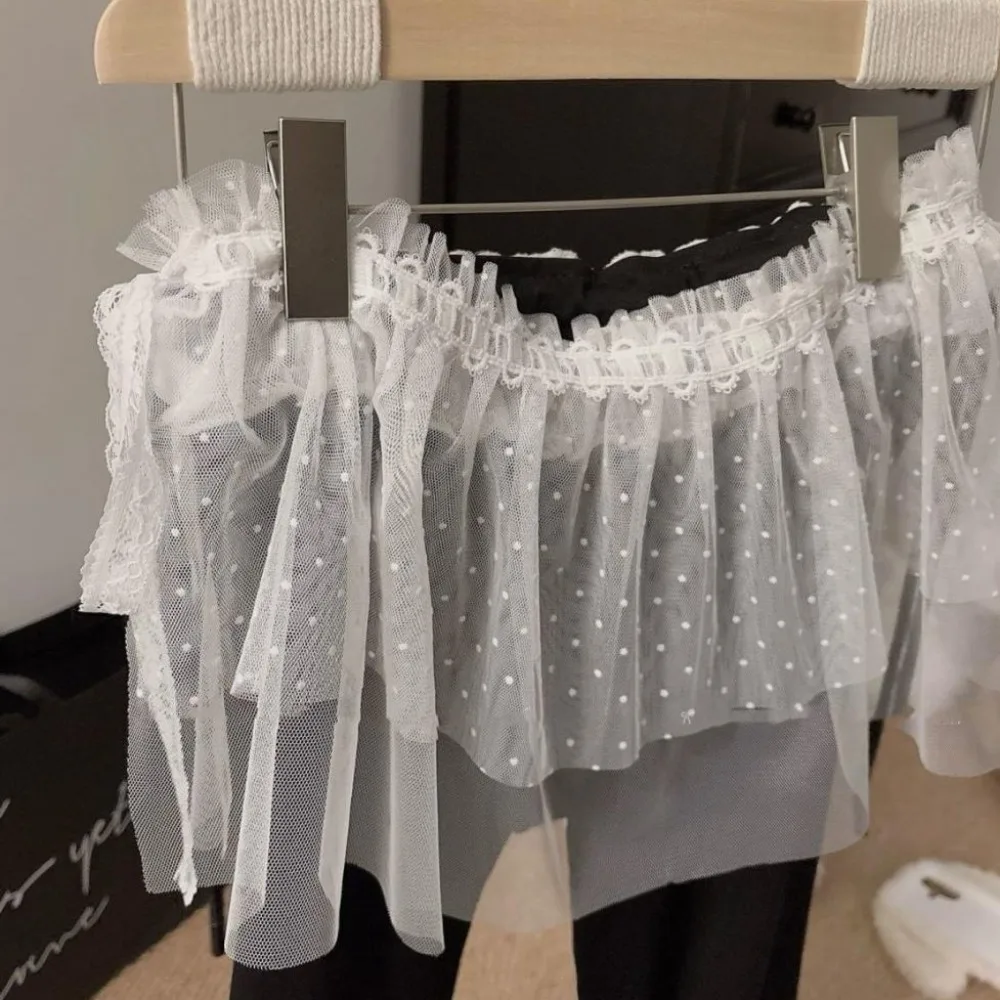 패션 Y2k 레이스 미니 스커트 로리타 짧은 거즈 스커트 하이 웨이스트 레이스 업 프릴 에지 스커트 streetwear