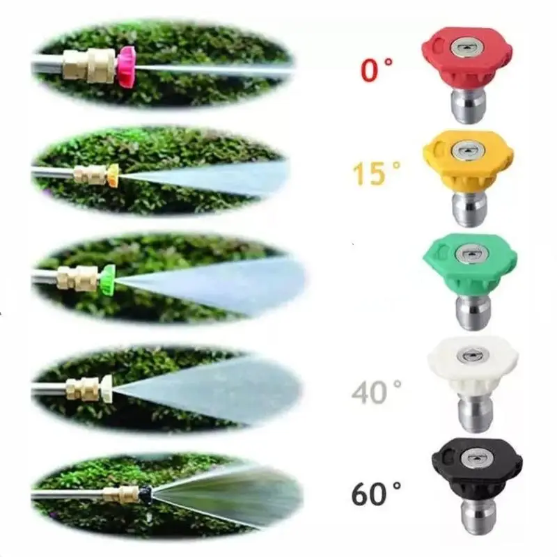 Pressure Washer Nozzle Tip Set 1/4 Inch Quick Connect 1/5/6Pcs 5 Spray Angles for Home Car Washing Garden Maintenance