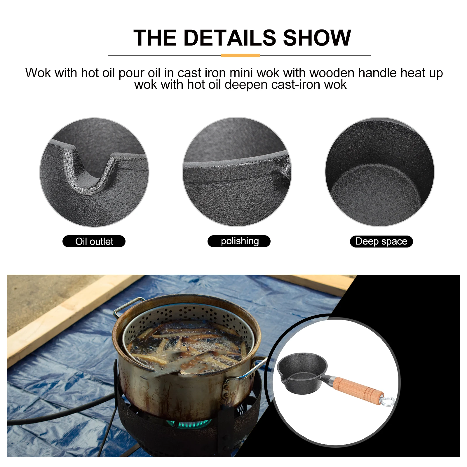 

Mini Cast Iron Skillet Lightweight Heat Resistant Long Handle Cooking Pot For Hiking Picnic Camping Outdoor Use Durable