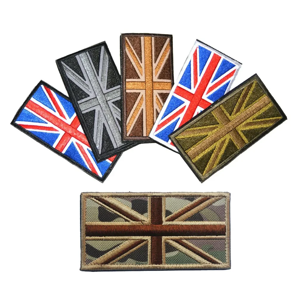 Embroidered BRITISH Flag HookLoop Patch Union Jack England UK Great Britain UNITED KINGDOM FLAG APPLIQUE Badge Sticker