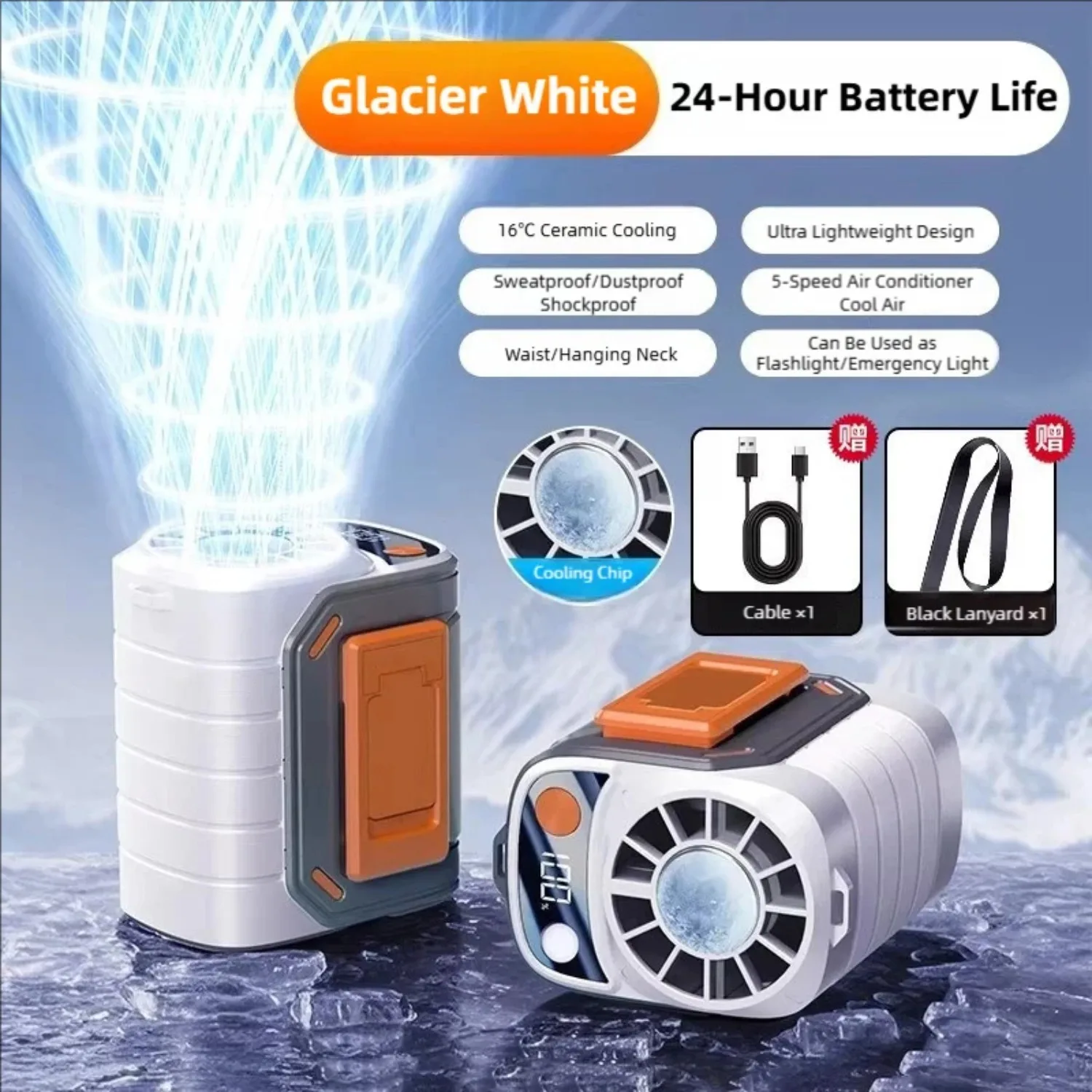 New Portable Waist Fan with USB Charging Long Battery Life and Clamp Design for Outdoor Construction and Summer Use