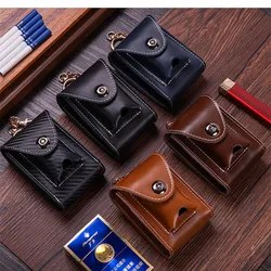 Genuine Leather Cigarette Case Bag Lighter Set All-in-one Cigarette Pack Men's Outdoor Belt Belt Pack Lighter Bag