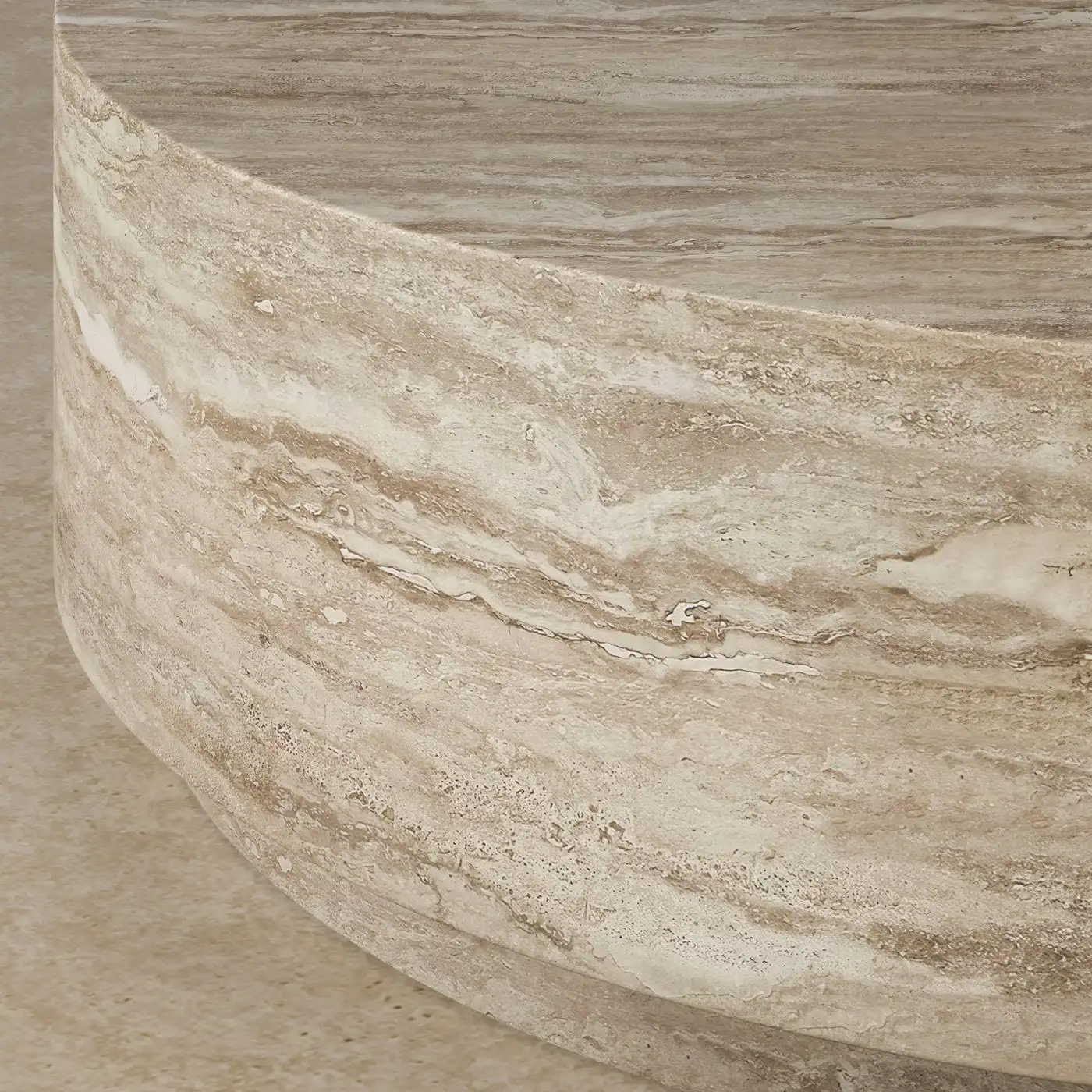 Natural Marble Circular Large Stone Table High End Furniture Speckler Art Pattern Solid Travertine Coffee Table