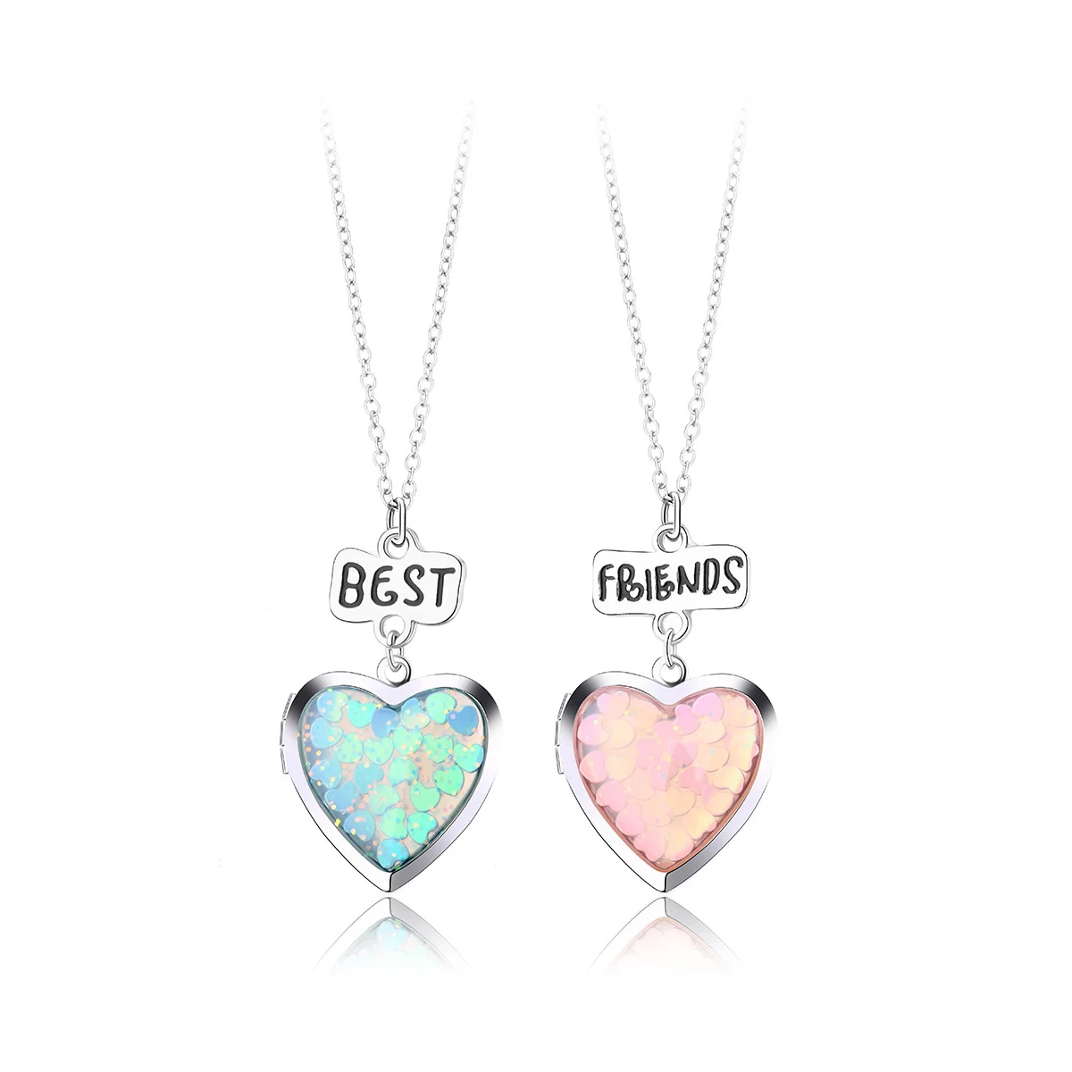 2 قطعة قلادة صندوق الحب موضة لطيف DIY بها بنفسك الإبداعية قلادة BFF أفضل أصدقاء مجوهرات اكسسوارات حفلة العصرية زوجين هدية بالجملة