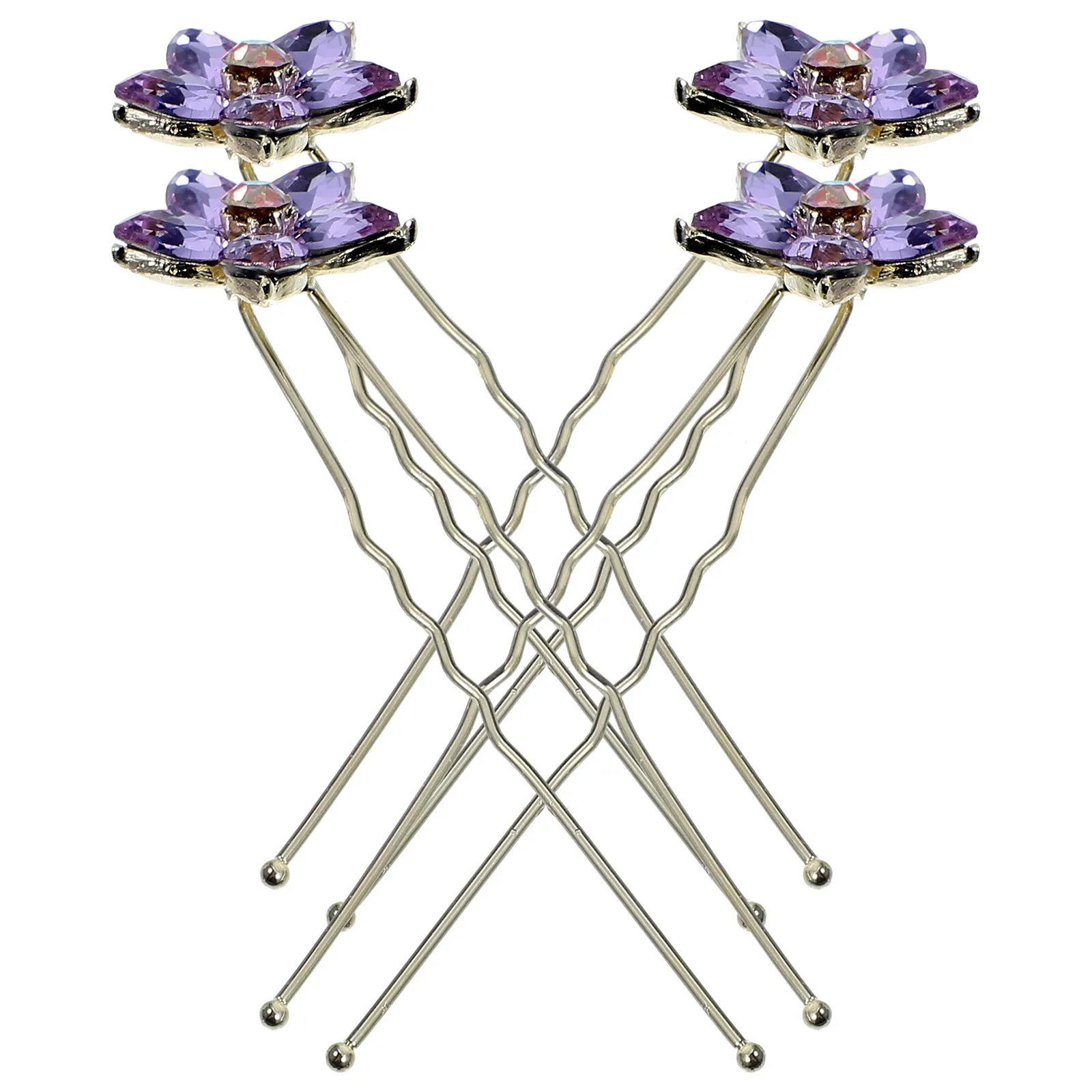 

4pcs Rhinestone Hair Forks Bridesmaid Clips Bridal Pin Wedding Accessories Hair Decorations for Women Updo Hairstyles
