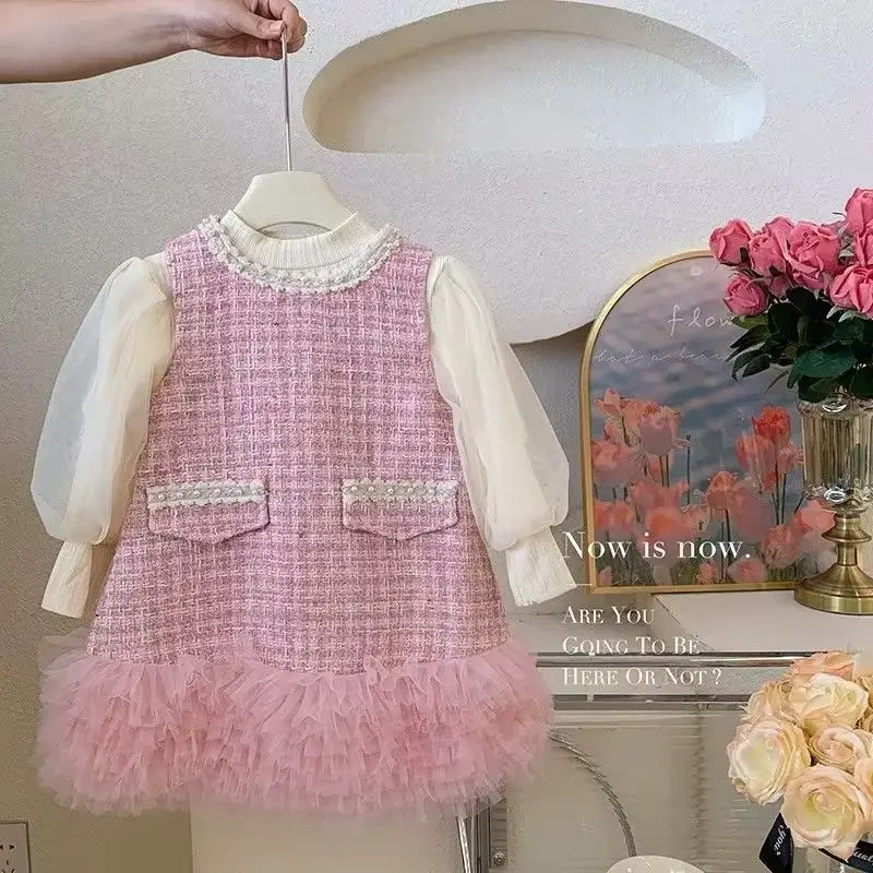 

Baby girl princess dress spring and autumn new style children's long sleeved dress yarn skirt