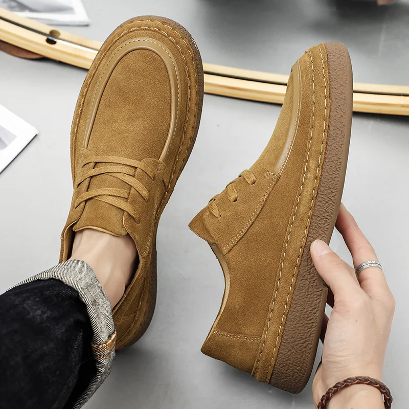 

Genuine Leather Casual Sneaker for Men Wear-Resistant Fashion Breathable Trendy All-match Comfortable Outdoor Platform Sneakers