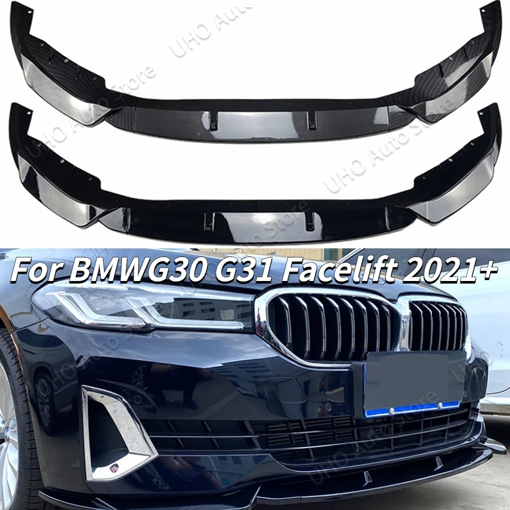 

G30 G31 Car Front Bumper Lip Black Body Kit Spoiler Splitter Canard Trim For BMW 5 Series 520i 525i 530i Facelift 2021 2022 2023