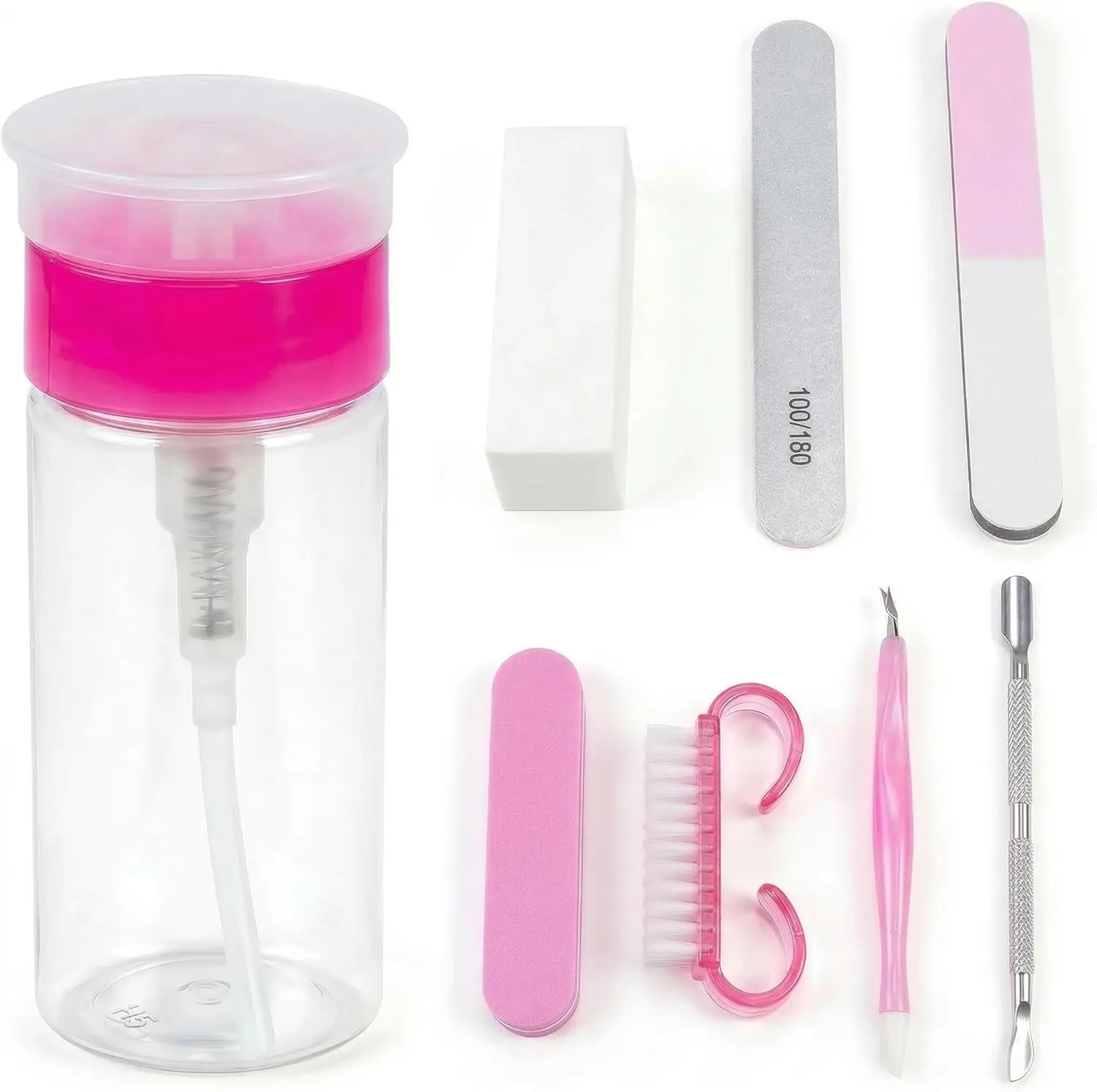 

2 Pack Acetone Pump Dispenser, Lockable Push Down Bottle for Nail Polish and Makeup Remover, 200ml (6.8oz)