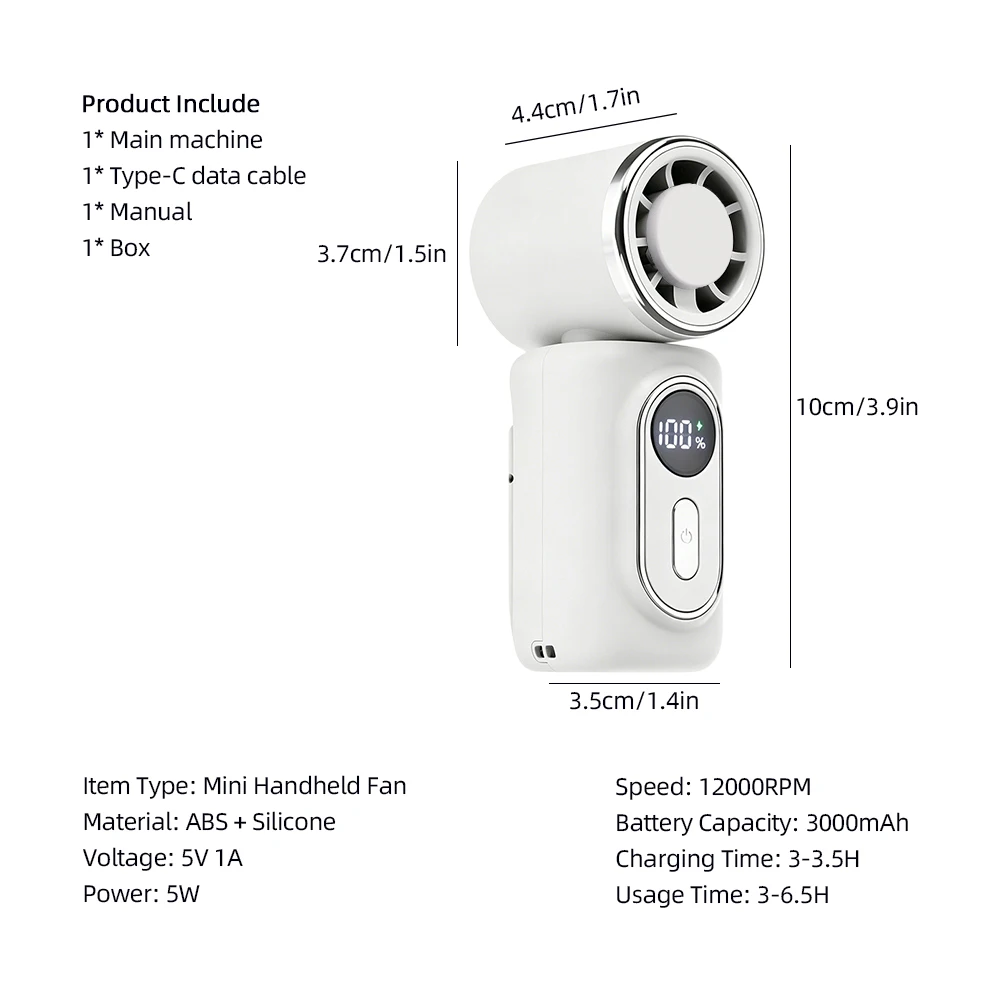 Draagbare mini handventilator met clip en 5 snelheden_voghion.com