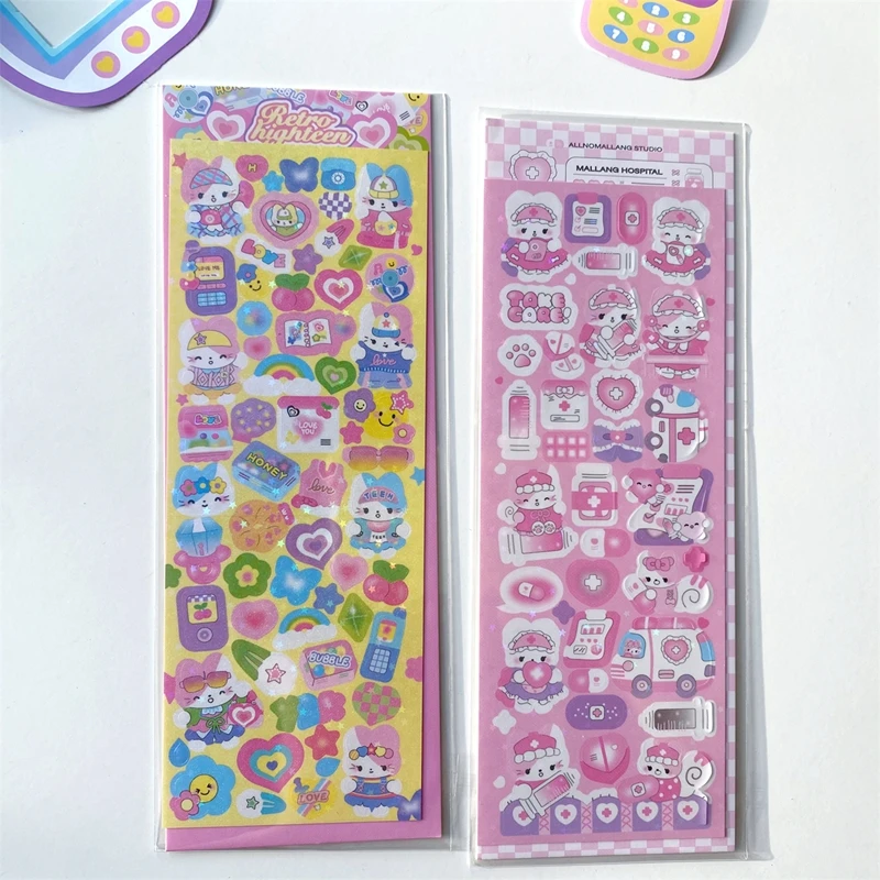 4pcs Cute Variety Rabbit Stickers Hand Account Idol Card DIY Material Decorative Sticker Personalized Korean Kawaii Stationery