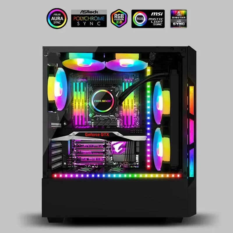 Taśmy LED RGB do dekoracji obudowy komputera 40cm Magnetyczny elastyczny pasek świetlny 5V ARGB AURA SYNC MOD Desktop PC Gamer