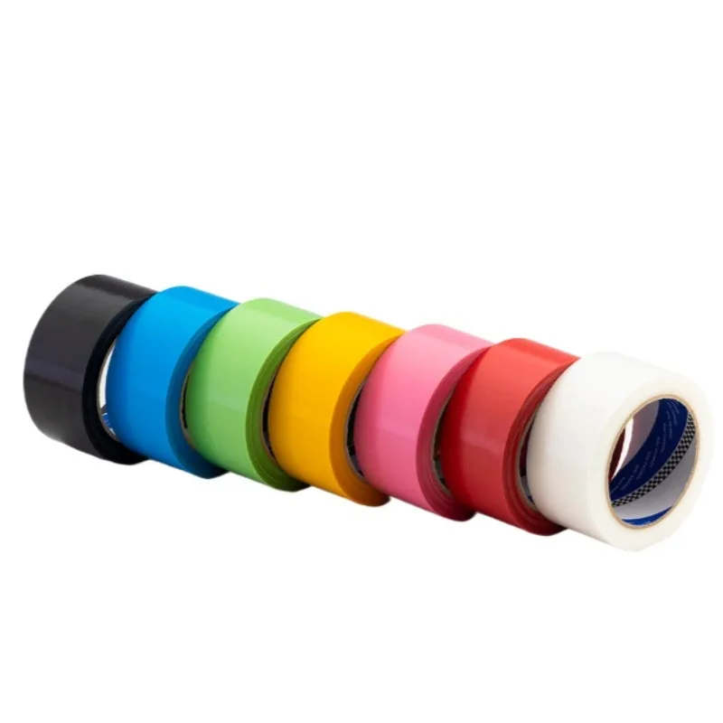 Transparent, red, pink, black, yellow, blue tape, no residue after hand tearing
