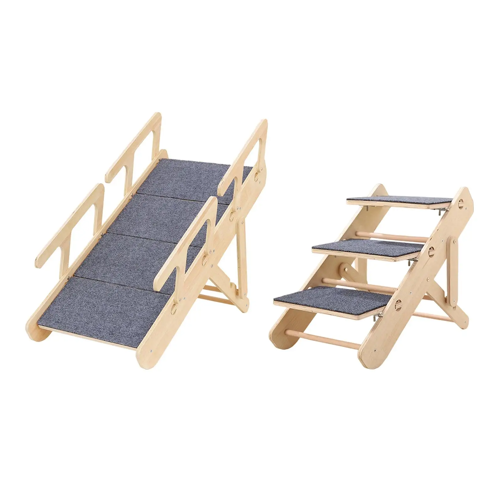 Wooden Dog Stairs Foldable Pet Ramp Portable Steps Sturdy Ladder for Animals Climbing High Beds Couches and Cars view 4