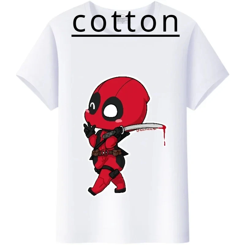 Summer Brand Marvel Kids Cotton Tshirt Cartoon Deadpool Graphics Baby Tee Boy Girl Top Y2K Aesthetic T-Shirts Children's Clothes