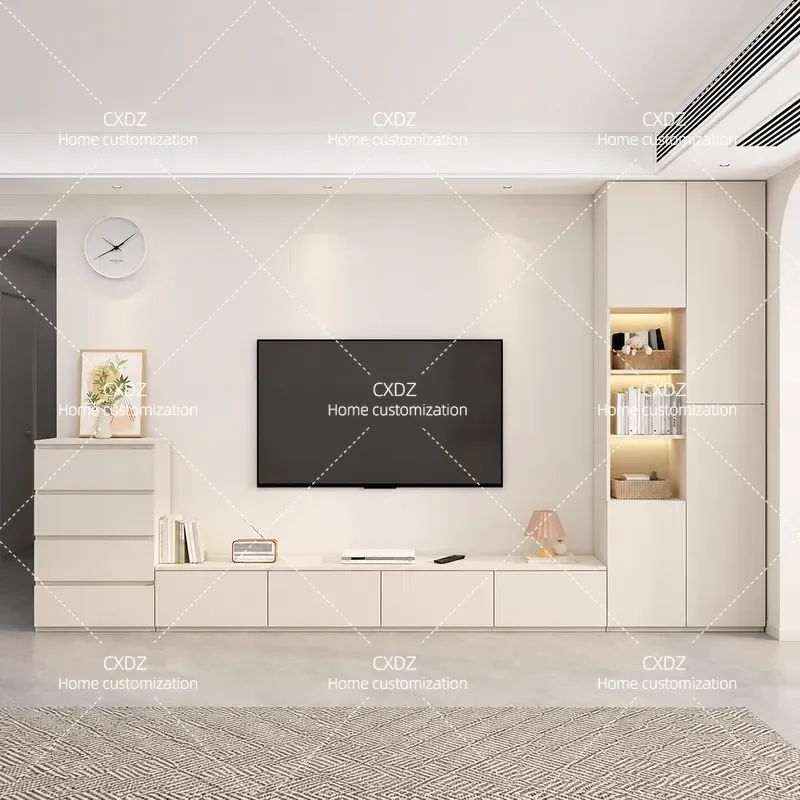 Japanese Style Solid Wood TV Cabinet High Storage Locker Combo for Living Room Background Wall Bedroom Floor Standing Media