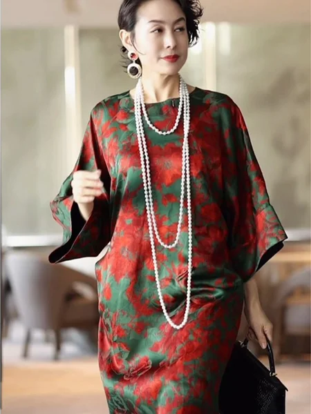 

Новое летнее платье-ципао свободного кроя больших размеров с принтом, имитация шелковой пряжи, скрывающая недостатки фигуры, в городском стиле, в китайском стиле, с круглым вырезом...