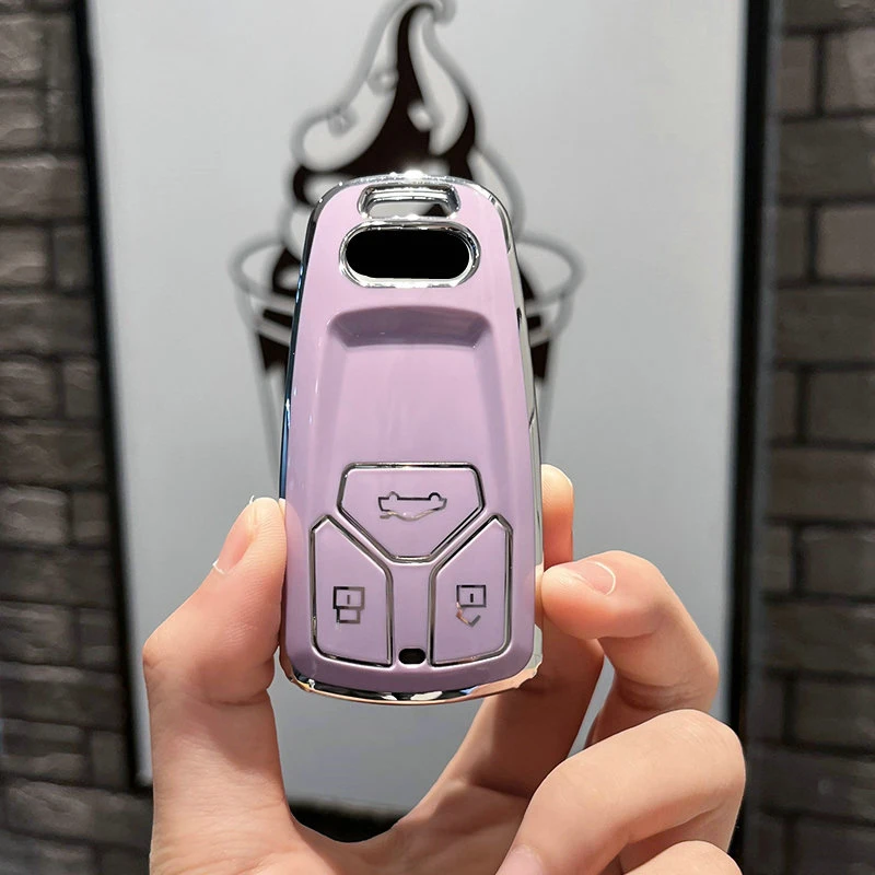 

TPU Car Key Case Cover Shell Fob For Audi A4 A4L A5 Q5 Q7 TT TTS 8S B9 2016 2017 2018 Car Key Protection Shell Keychain