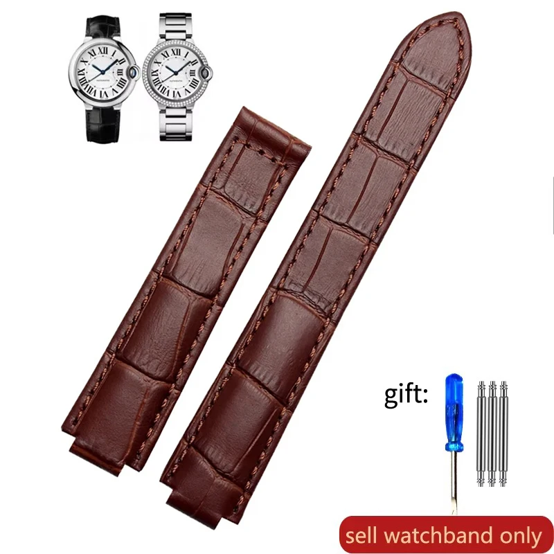 حزام ساعة من الجلد الطبيعي لحزام البالون الأزرق كارتييه Wsbb0025 Cross W6920085 إكسسوارات جلد البقر للرجال والنساء #4