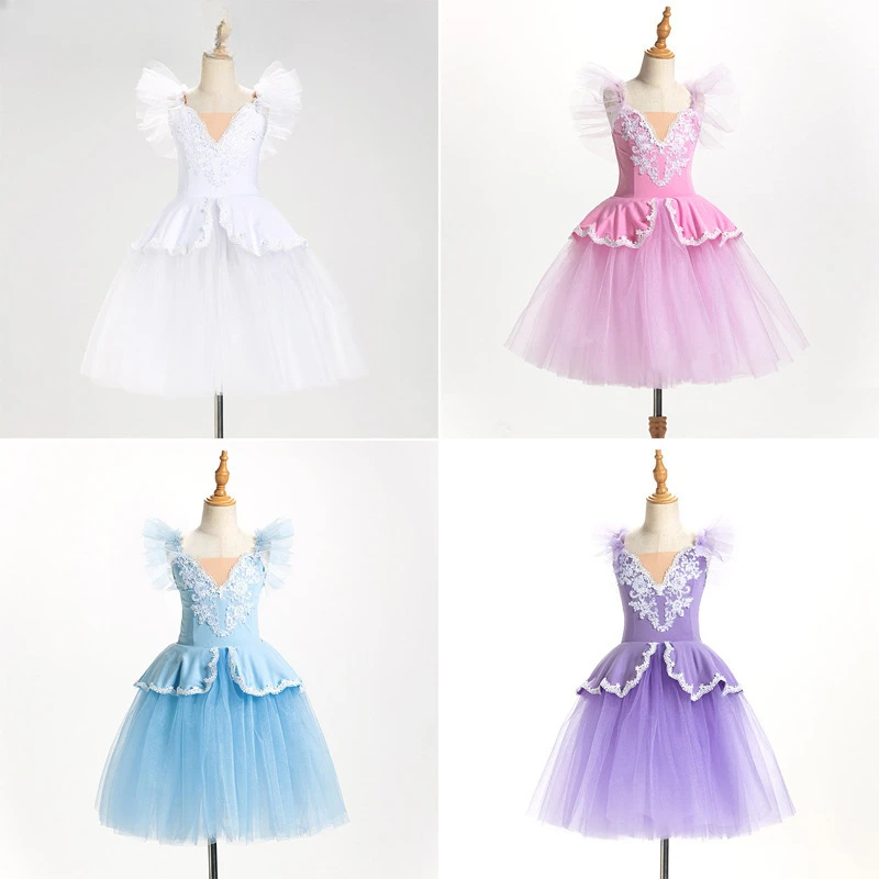 

Professional Ballet Picture Girl Blue Pink Pancake Picture Ballet Party Dress Children's Ballet Dance Dress