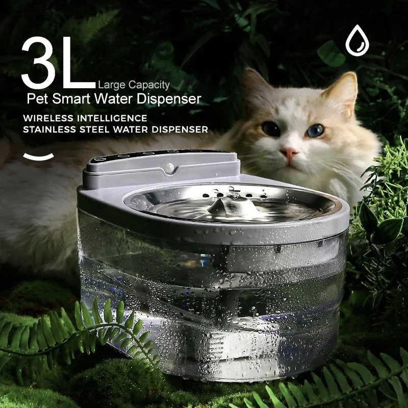 Pet Smart Water Dispenser 3L Large Capacity Cat Dog Water Feeder Wireless Automatic Filter Cats Drinking Bowl Water Fountain