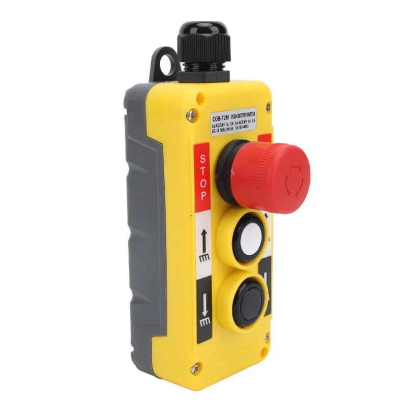 crane-hoist-controller-push-button-switch-water-resistant-2-key-ip68-industrial-remote-control-with-emergency-stop