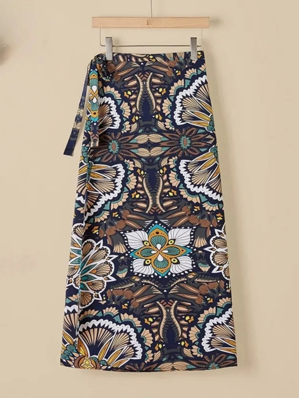 Vaion Sle Women's Midi Skirt 2024 Spring Summer New One-Piece Wrap Skirt Chiffon Floral Long Skirt Beach Holiday Dr