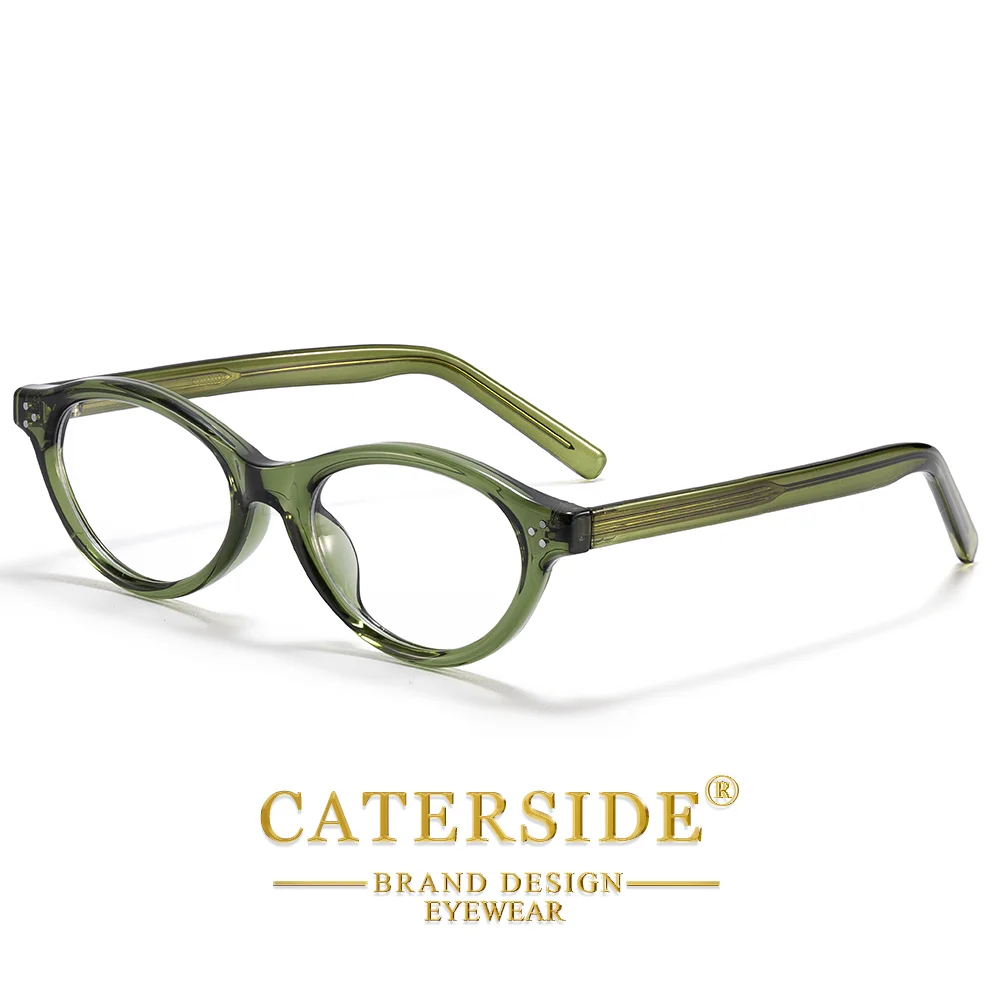 CATERSIDE Retro Damen Cat-Eye-Brille mit flachen Gläsern, TR-90, ovaler, dicker Rahmen, für Outdoor, Business, Festival, Geschenkbrille – Detail 4