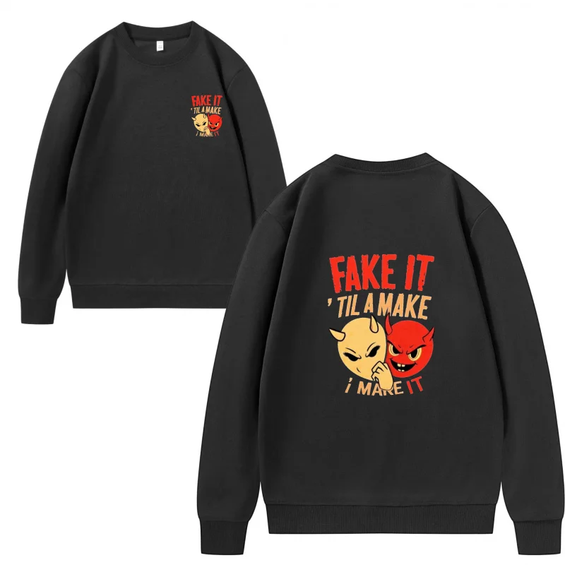 سويت شيرت رجالي مزيف حتى نمط Make It طباعة ممتعة قماش قابل للتنفس