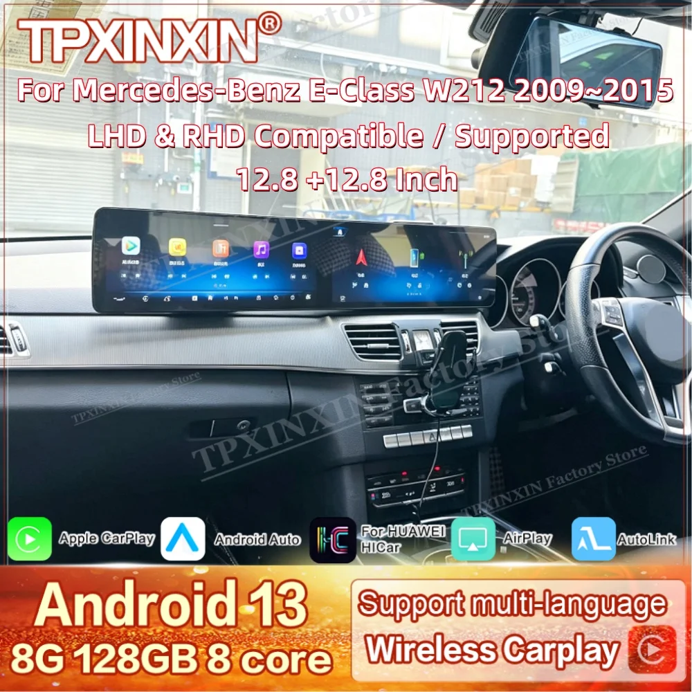 Dual screen For Benz E‑Class W212 2009~2015 Android Auto Carplay Multimedia GPS Navigation Car Radio Stereo Receiver Head Unit