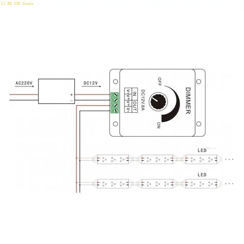 W3JE 12-24V 8A Lamp Rotary Dimmer On-Off Switches Speed Controller LED Stepless Dimming Switch Replacement Repair