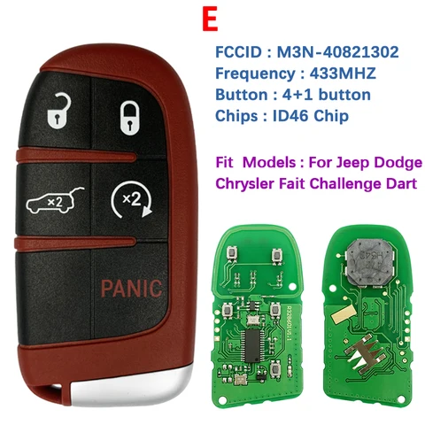 CN 086054   Универсальный смарт-ключ 2/3/4/5 кнопок для Jeep Dodge Chrysler Fiat, пульт дистанционного управления ID46 434 МГц M3N 40821302 68143505 АК 68150061 АБ