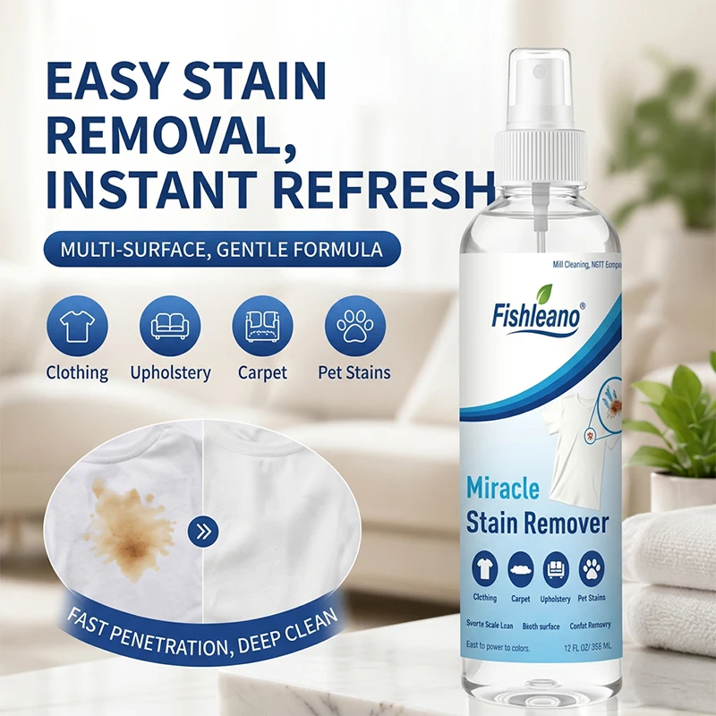 Fishleano Miracle Stain Remover 100ml Spray for Clothes Carpet Upholstery Pet Stains Color-Safe