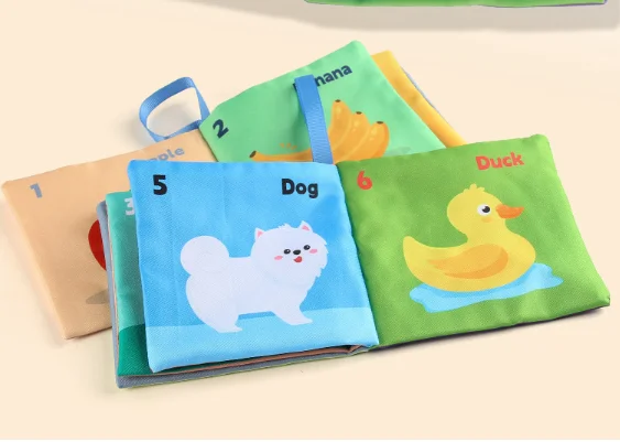 Soft Fabric Cloth Book Montessori Touch Feel Sensory Washable Reusable Farm Animal Theme Early Learning Educational Tool