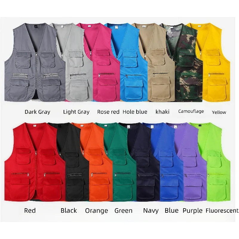 2026 Popular Summer Fishing Vest Multi-Pocket Work and Leisure All-Match High-End Custom Logo Printed Brand Text