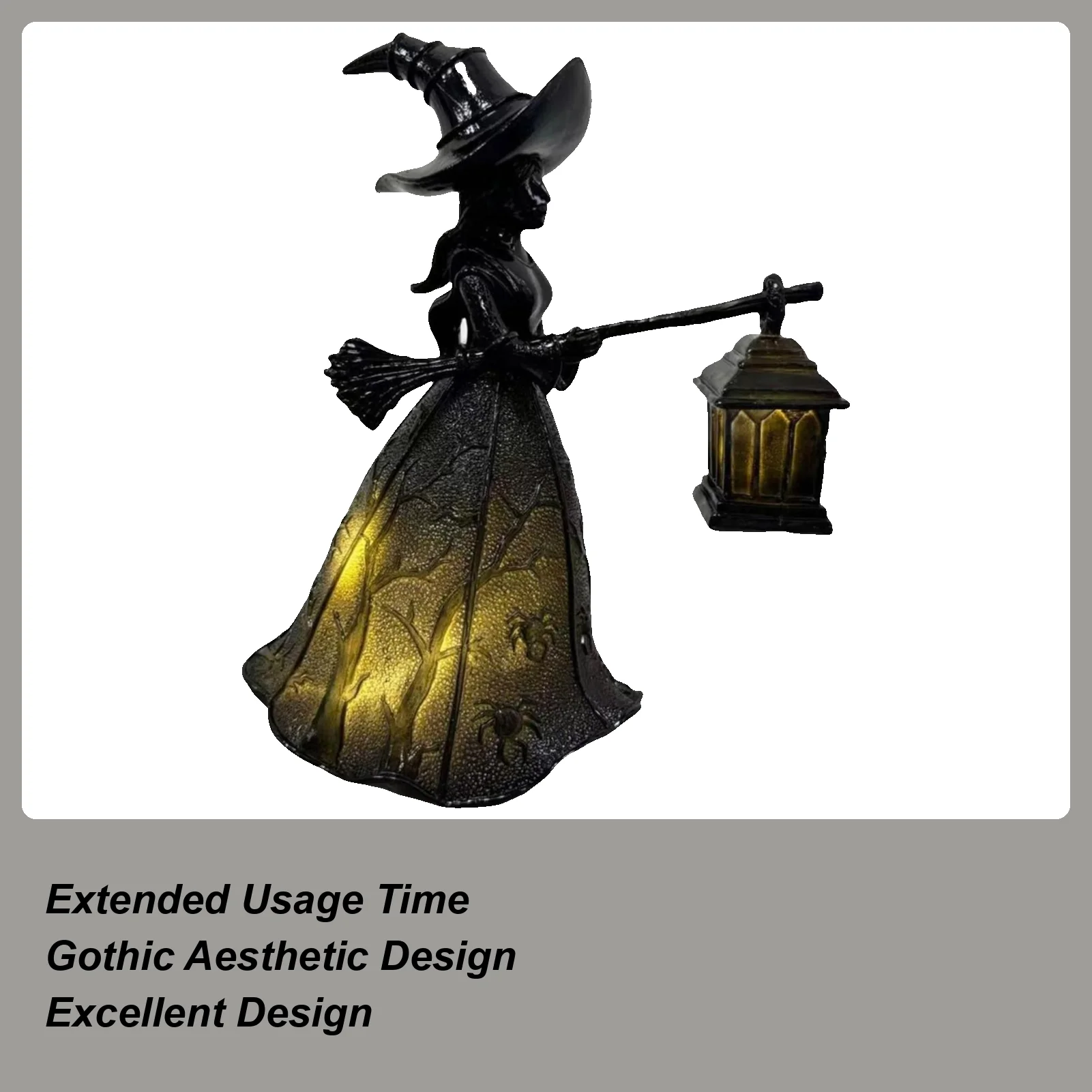 

Halloween Lamp Witch Design Gothic Desk Lamp Halloween Anti-Scalding Lampshade Vintage Decor For Nightstand Office Living-Room