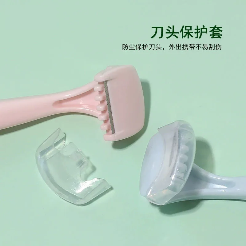 2PCS 휴대용 미니 눈썹 면도기 스테인레스 스틸 제 모기 무작위 컬러 눈썹 제모 메이크업 도구 눈썹 면도기
