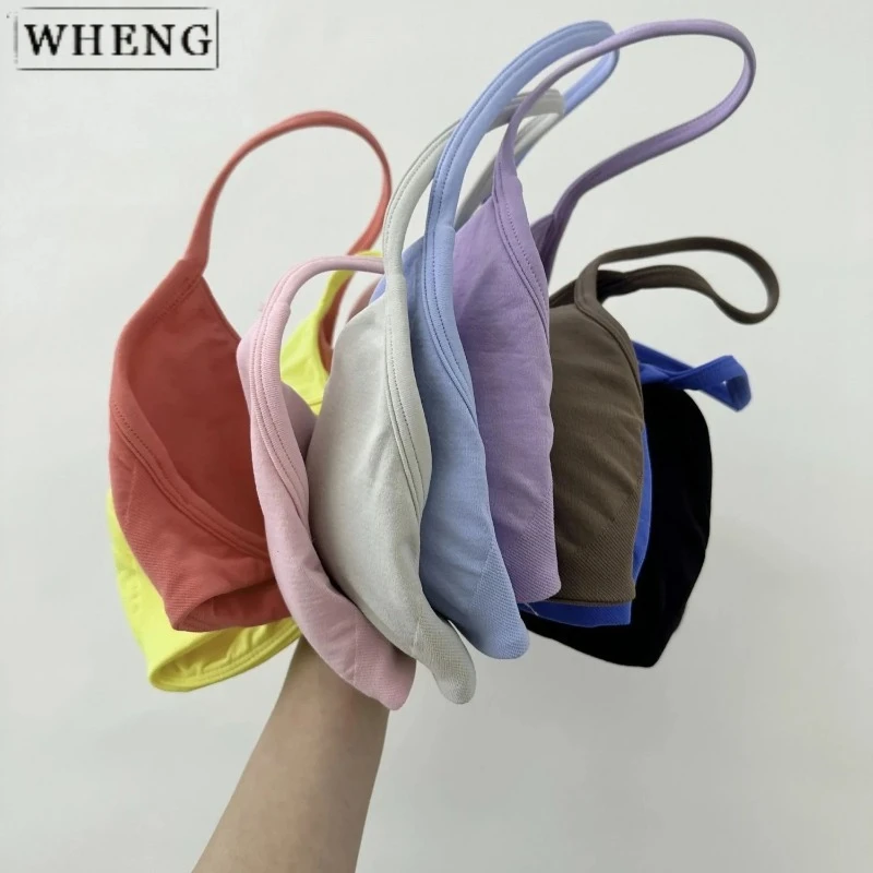 WHENGStrappy Sports Bra Seamless Women's Suspender Padded Yoga Halter Gym Top Bra Fitness Scratch Workout Yoga Vest