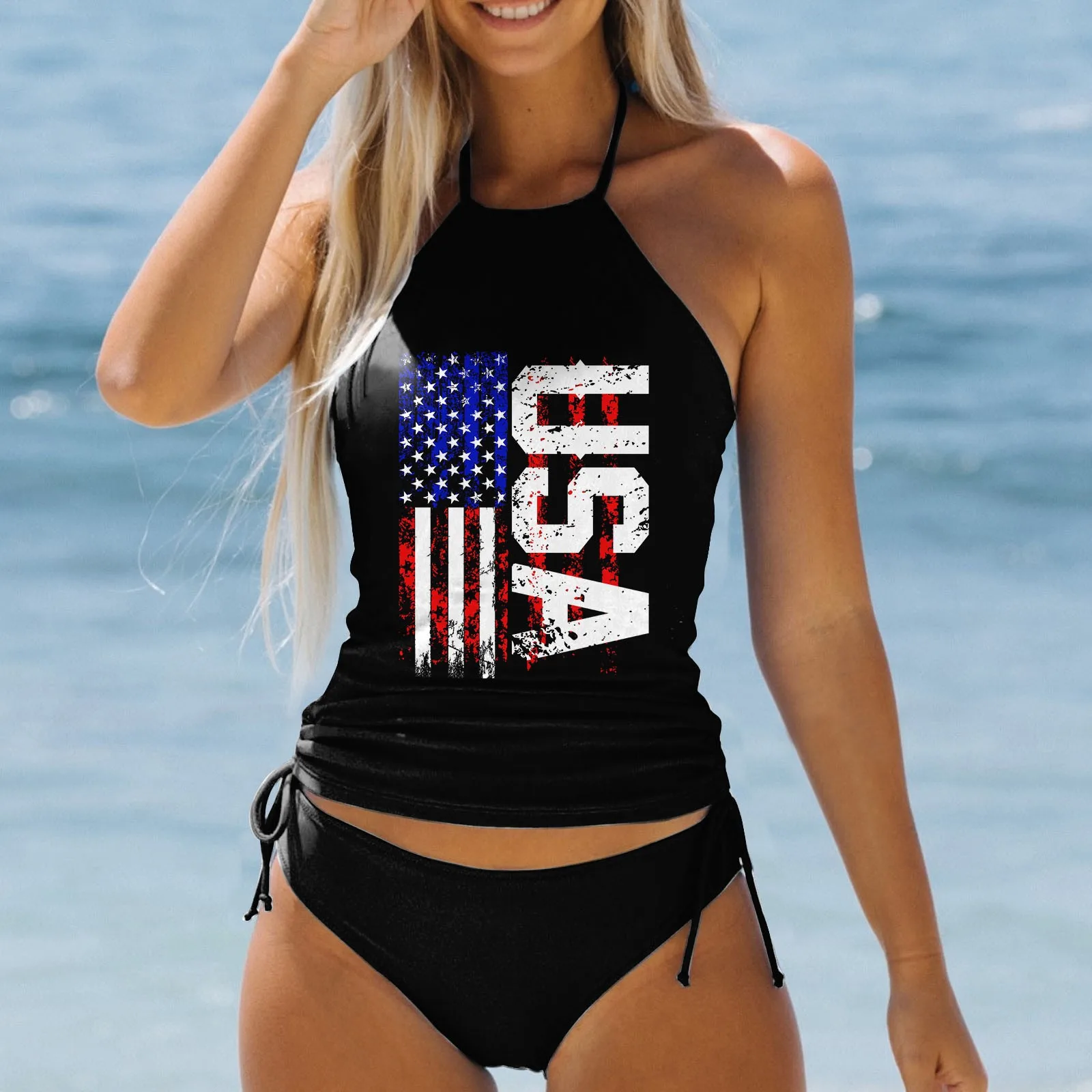 Independence Day Women Swimsuit The Fourth Of July Tankini Swimming Suit Summer Two-Piece Swimwear Monokini Female Bathing Suit