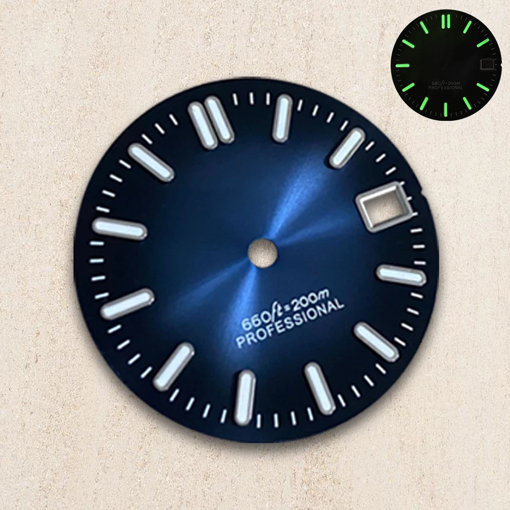 28.5mm S Logo Dial  For NH35/NH36/4R/7S Automatic Movement Green Luminous Watch Modification Accessories