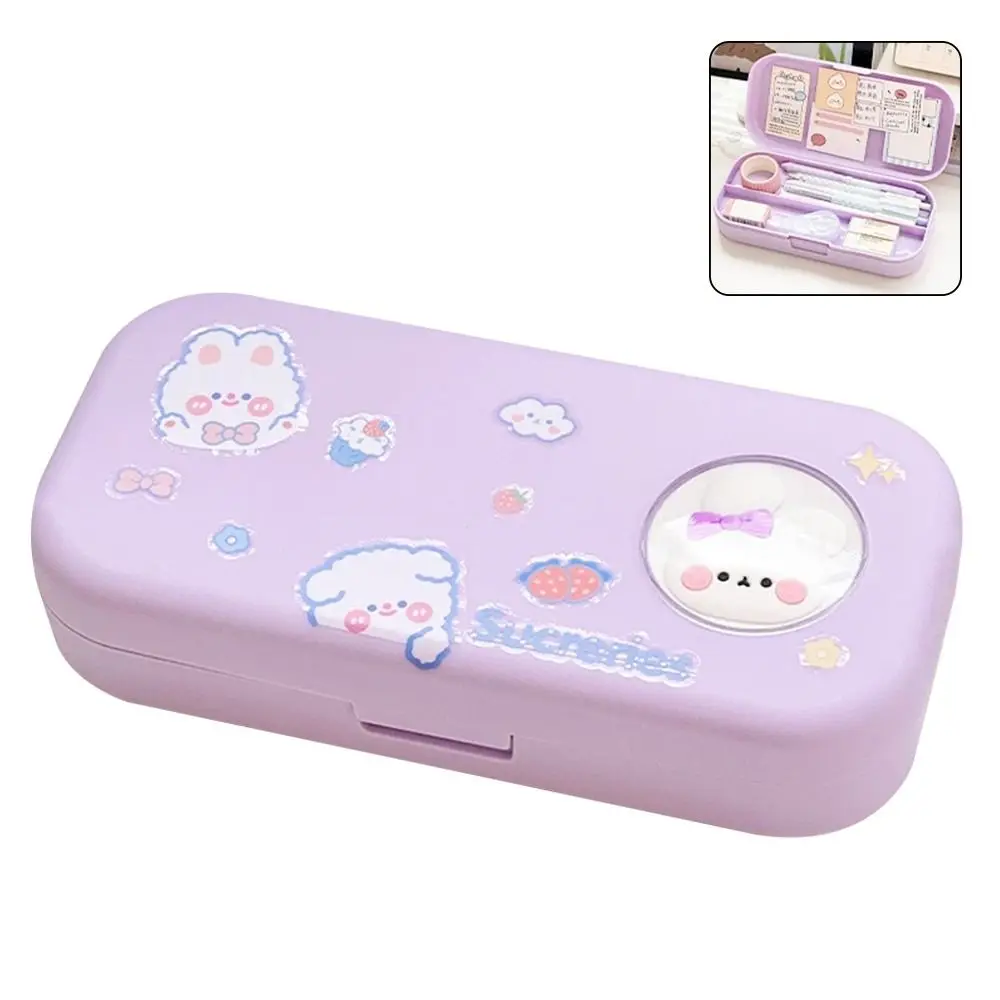 Cartoon Large Capacity Pencil Bag Multifunctional Portable Stationery Bag Double-layer Durable Pen Case Gift