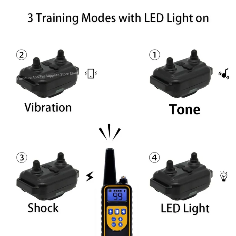 Electric Dog Training Collar Waterproof Dog Bark Collar Pet With Remote Control Rechargeable Anti Barking Device All Size Dogs