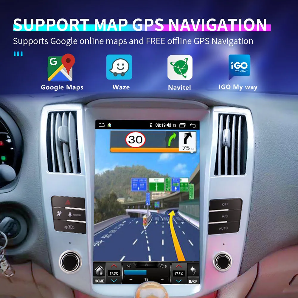 

12.1" Vertical scree Android 13 Screen Radio For Lexus RX RX300 RX330 RX350 RX400 Toyota Harrier Car Multimedia Video Player GPS