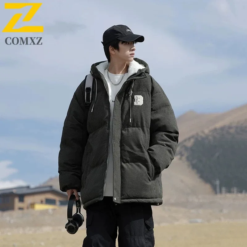 

Men's Parka Coat 2025 Winter Warm Fleece Lined Ski Cycling Short Jacket Lightweight Padded Windproof Casual Snow Bread Jacket