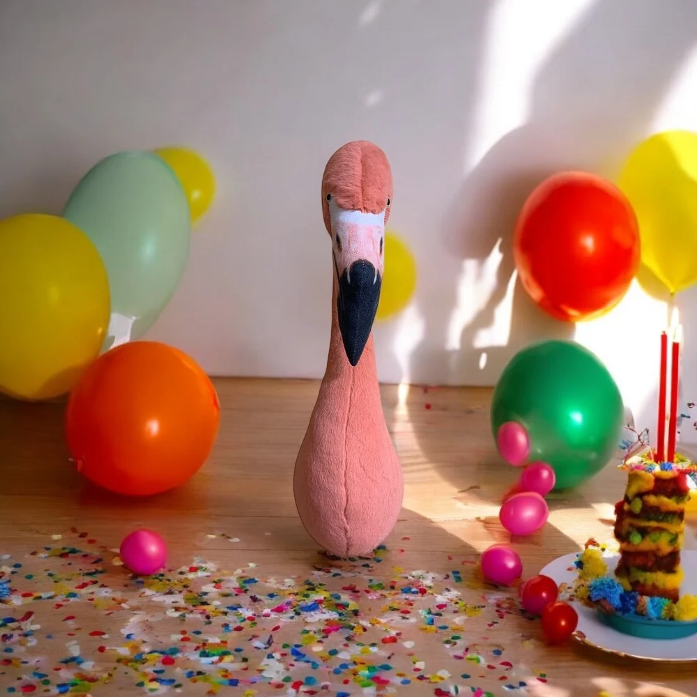 Estimulação de alta qualidade brinquedo de pelúcia animal flamingo cabeça para decoração do quarto decoração da parede