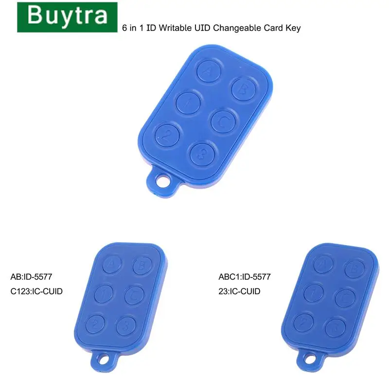 1PC RFID Multiple Keyfob 6 In 1 125khz T5577 EM ID Writable IC 13.56Mhz 1k S50 UID Changeable Card Key