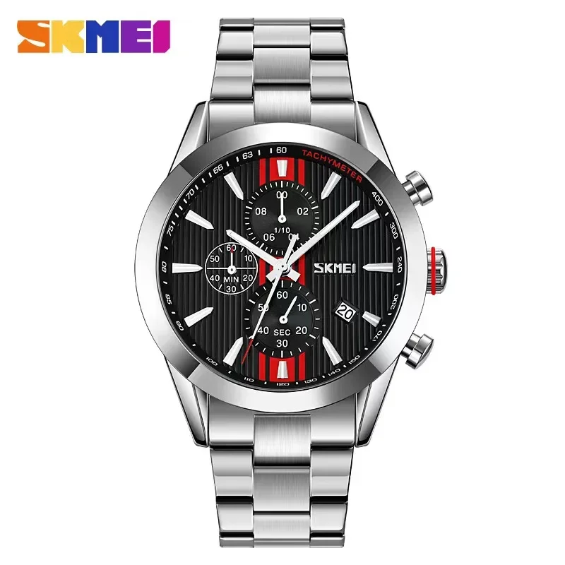 SKMEI 9302 Waterproof Wristwatches Time Date Clock Male reloj hombre Japan Quartz Movement Watches Mens Luxury Full Steel Sportw