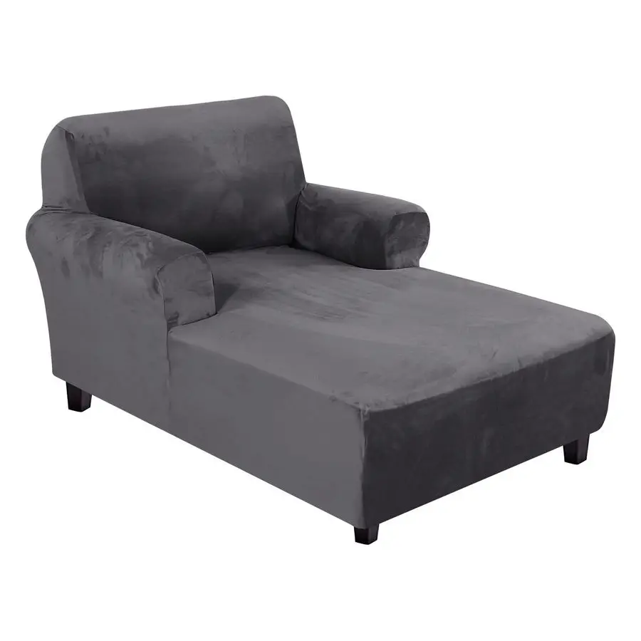 

Velvet Chaise Lounge Cover High Stretch Chaise Chair Cover for Living Room Soft Chaise Slipcovers with Arms Luxury Velvet Chaise