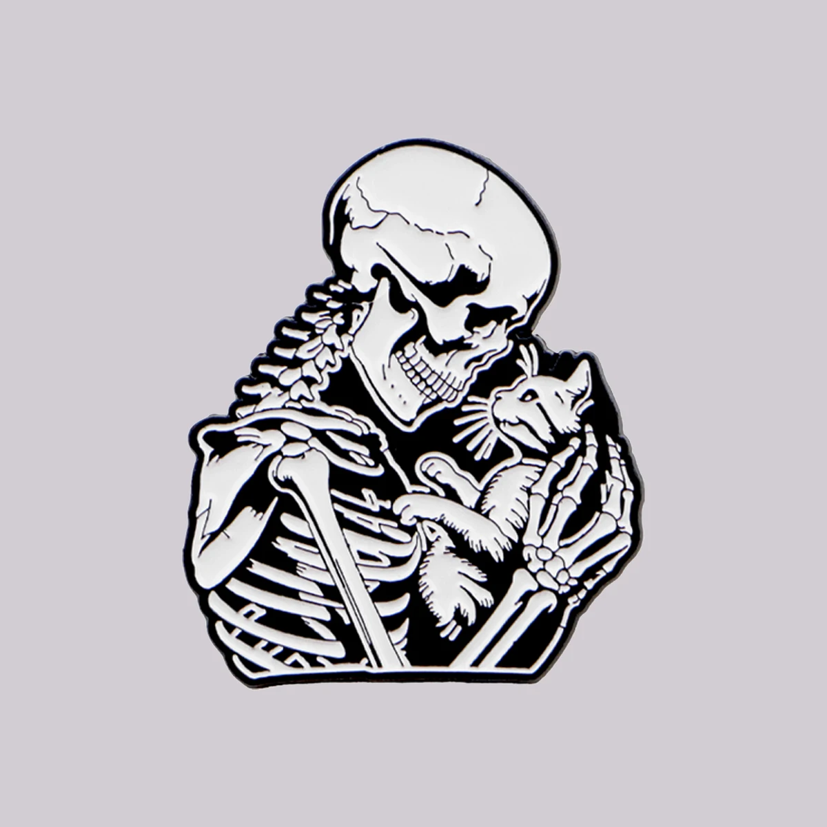 Skelett- und Katzen-Emaille-Pin, Gothic-Brosche, Anstecknadeln, Abzeichen für Rucksack, Kleidung, Accessoires, Punk-Schmuck, Geschenke für Freunde