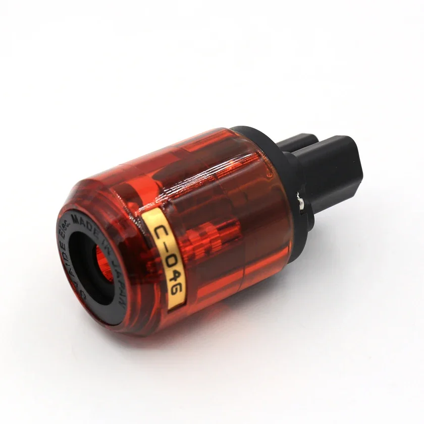 C046 2 Stück reines rotes Kupfer IEC-Stecker weiblicher Netzstecker für Audio-Stromkabel